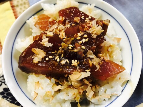 柚子胡椒漬けかつおのせWかつお丼